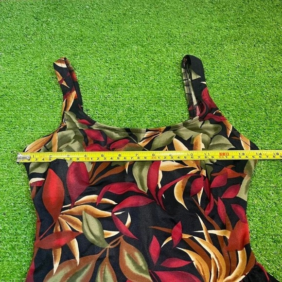 Vintage 90s Jantzen Women's 10 Swimsuit One Piece Floral Skirt Beach Vacation - Picture 4 of 8